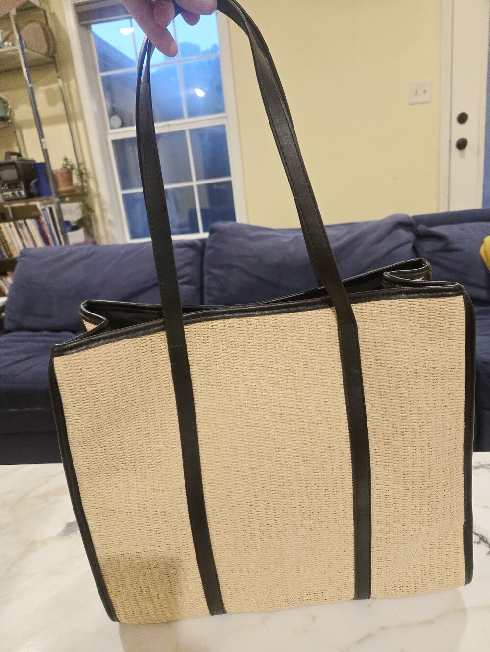 Gap Straw Tote Bag Black Natural NWOT Vacation Beach